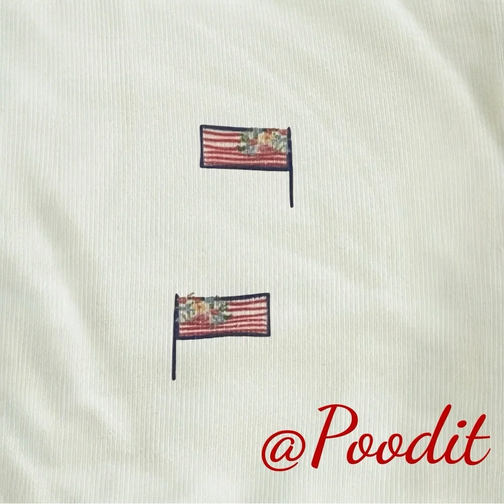 GILLI two piece French Terry cream flag print oversized shorts outfit S M L - Picture 7 of 7